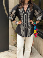Camicia con Ricamo - Nero