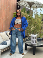 Maxi Camicia Over Cotone Blu Royal