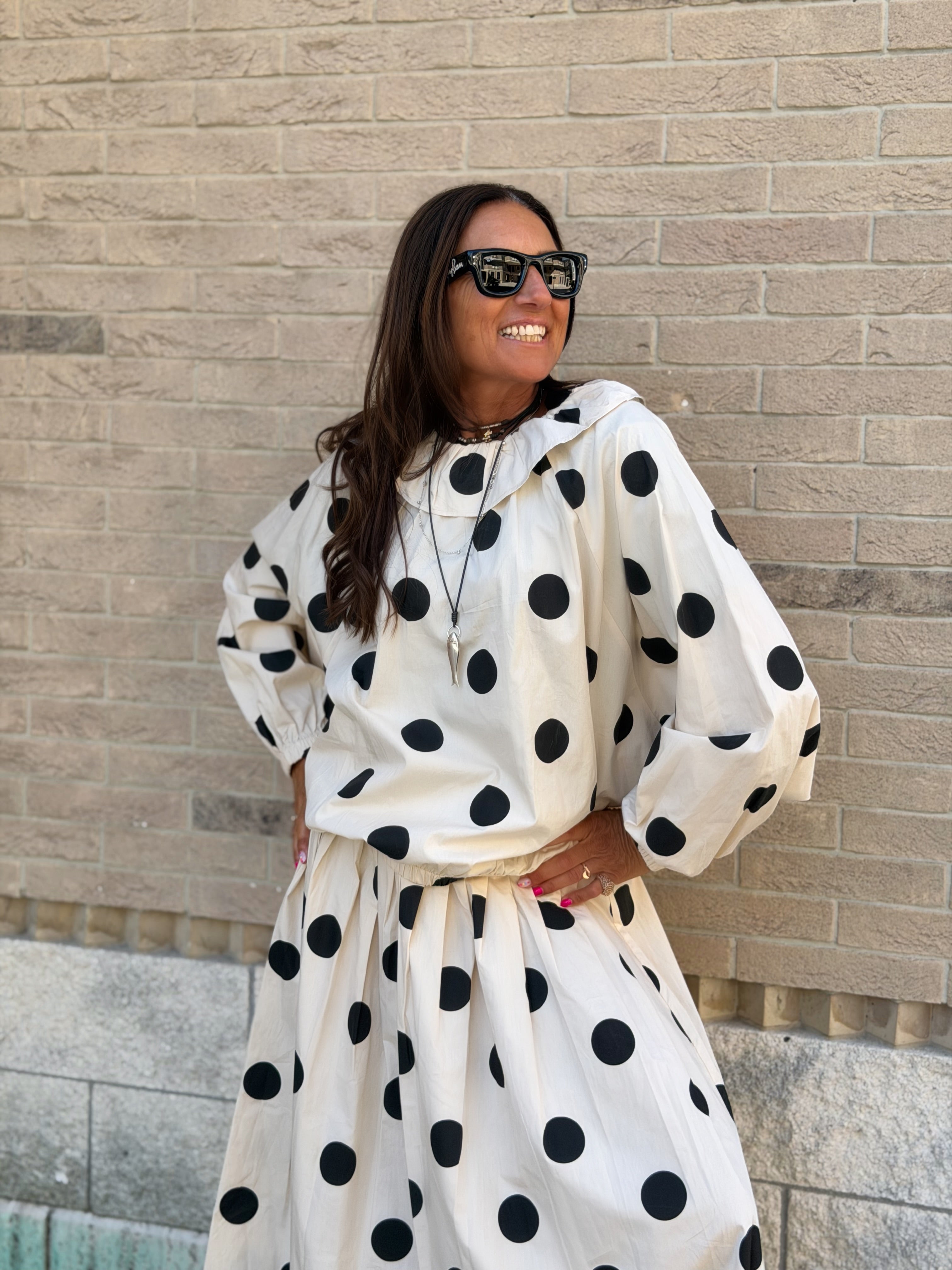 Blusa Over a Pois Allegra - Nero