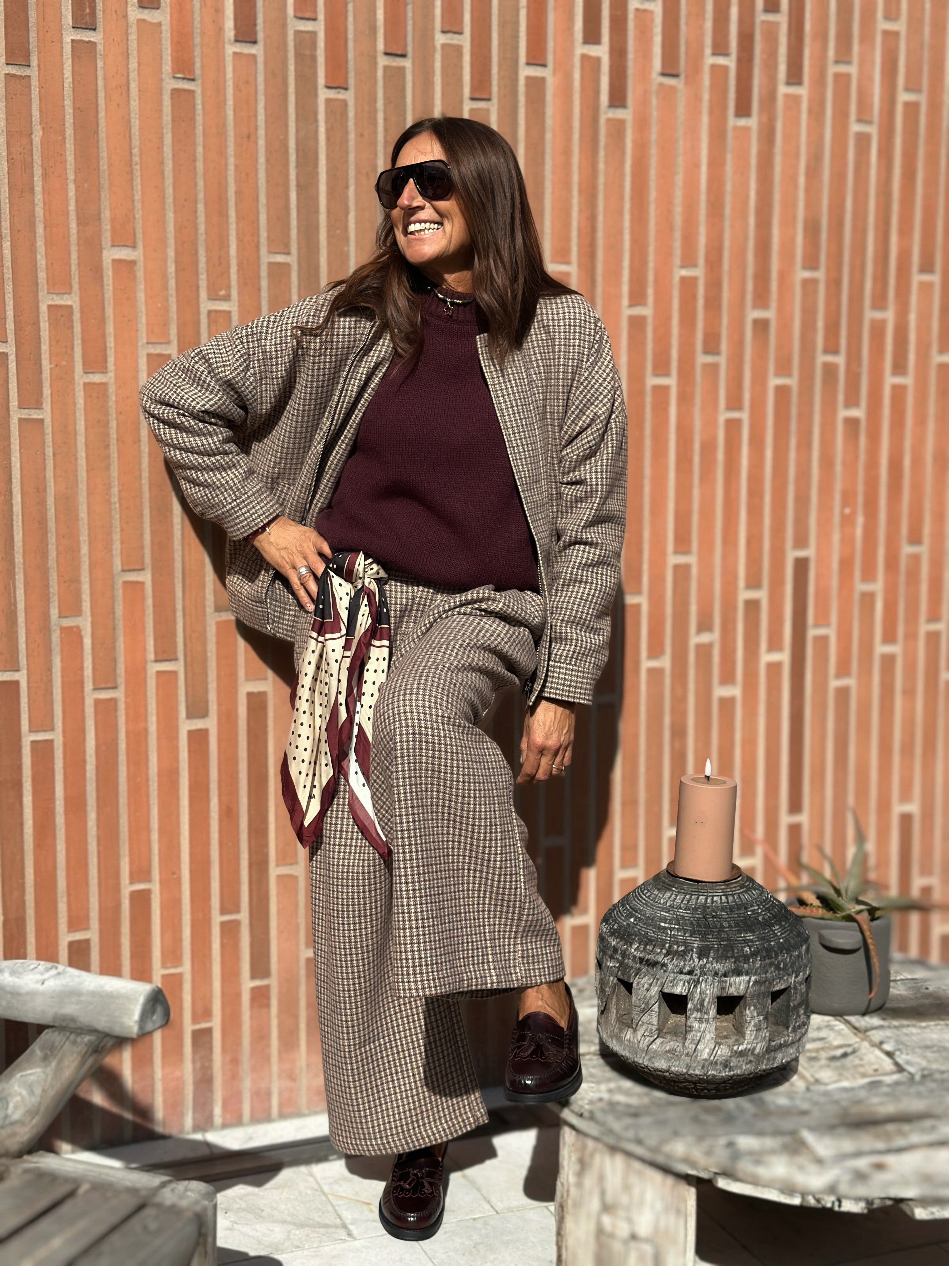 Pantalone modello Sartoriale Pied de Poule con Pences