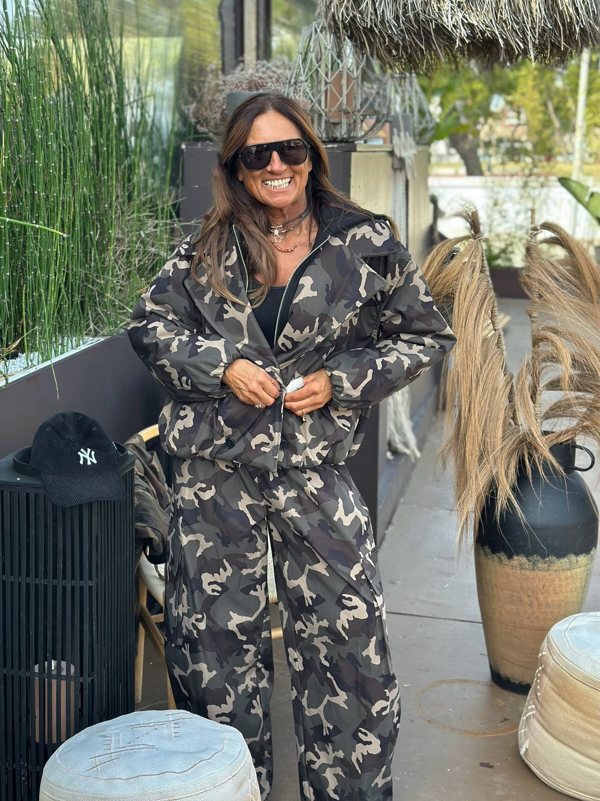 Bomber Camouflage con Cappuccio in felpa