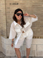 Camicia Over in Cotone Sangallo Mykonos - Bianco
