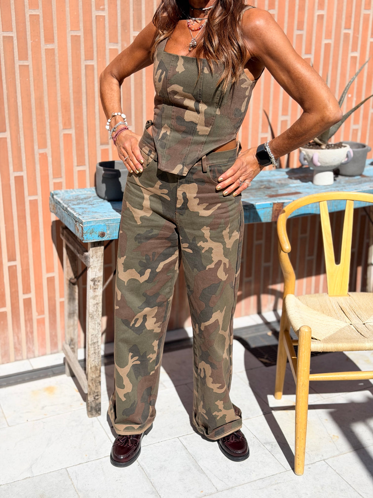 Denim Palazzo Camouflage