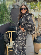 Bomber Camouflage con Cappuccio in felpa