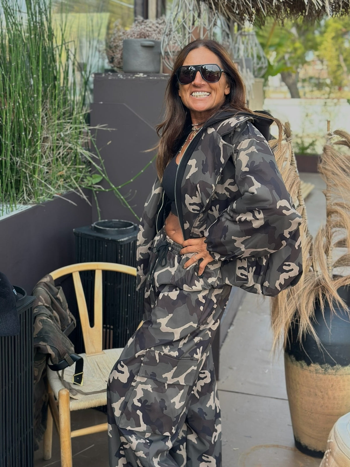 Bomber Camouflage con Cappuccio in felpa