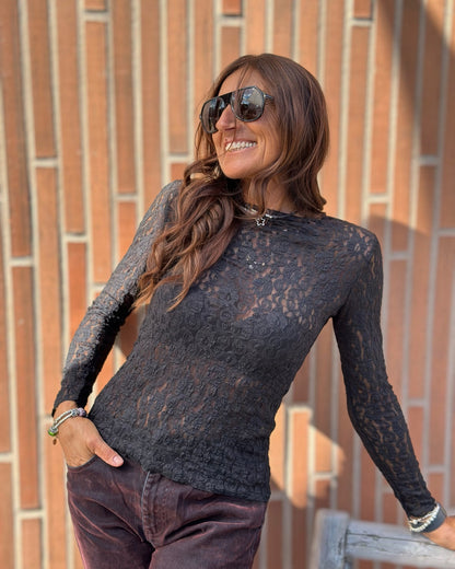 Maglia in Pizzo Nero