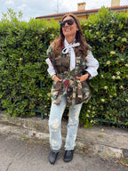 Gilet Camouflage in Cotone con Rose