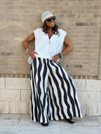 Pantalone Righe Ondulate Cotone Panarea