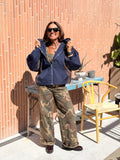 Kway Bicolor con Cappuccio Blu/Moro