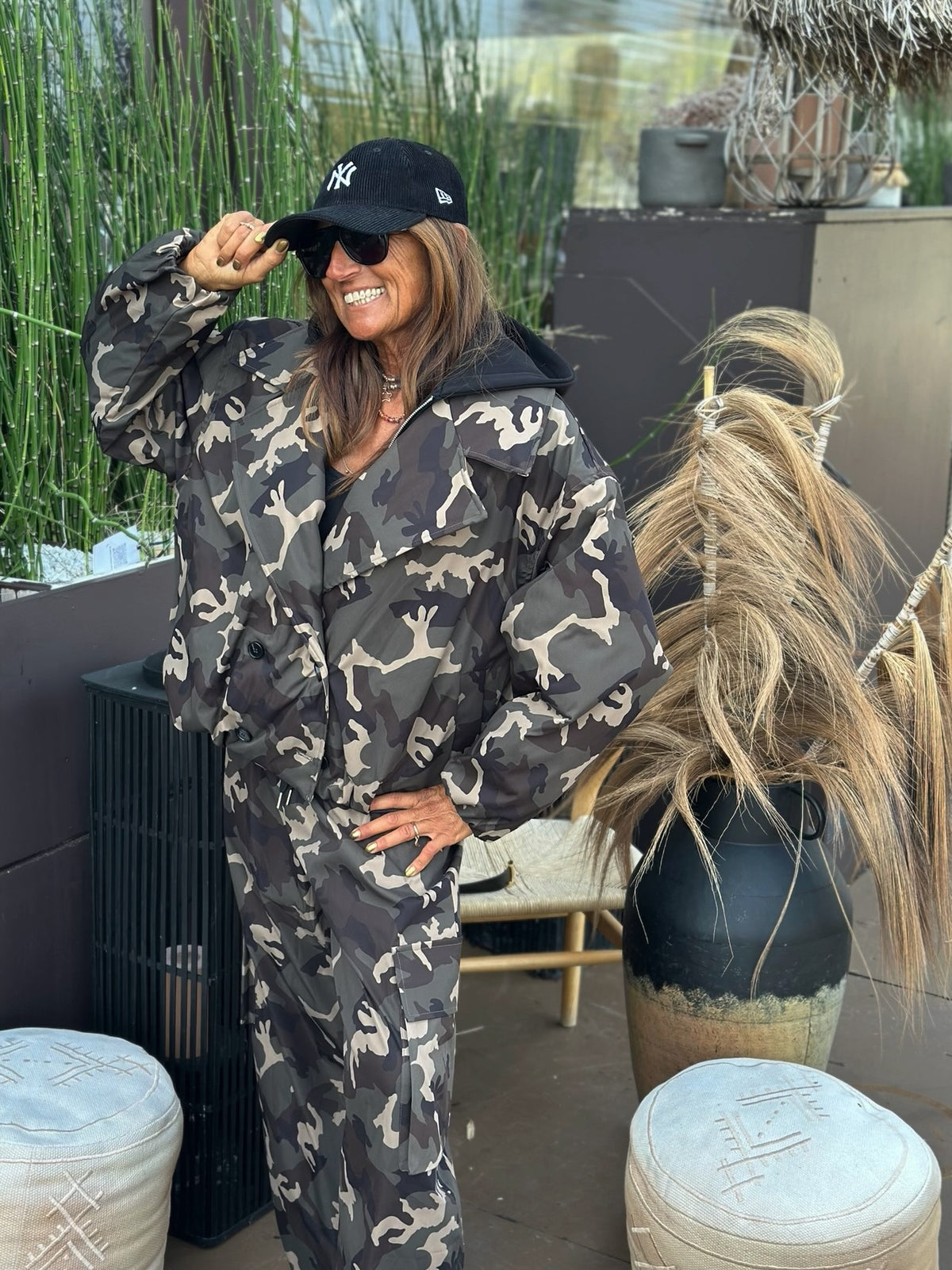Bomber Camouflage con Cappuccio in felpa