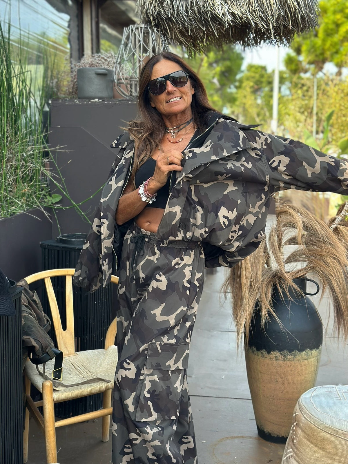 Bomber Camouflage con Cappuccio in felpa