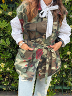 Gilet Camouflage in Cotone con Rose