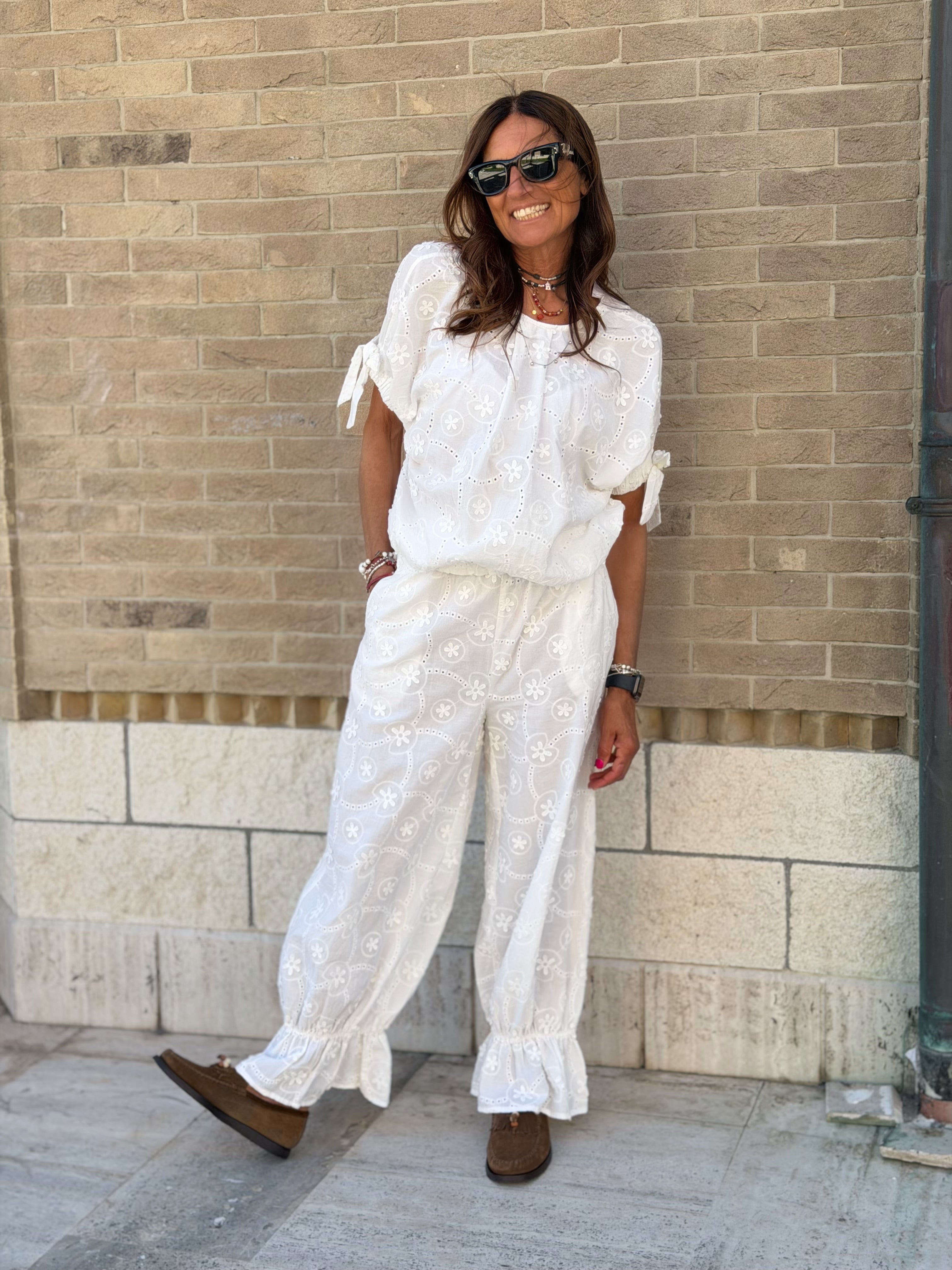 Pantalone in Cotone Sangallo Milos - Bianco