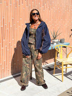 Kway Bicolor con Cappuccio Blu/Moro