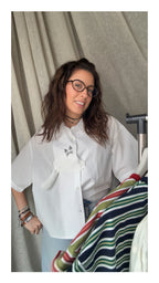 Camicia effetto Stropicciato con Gatto in 3d | Bianco