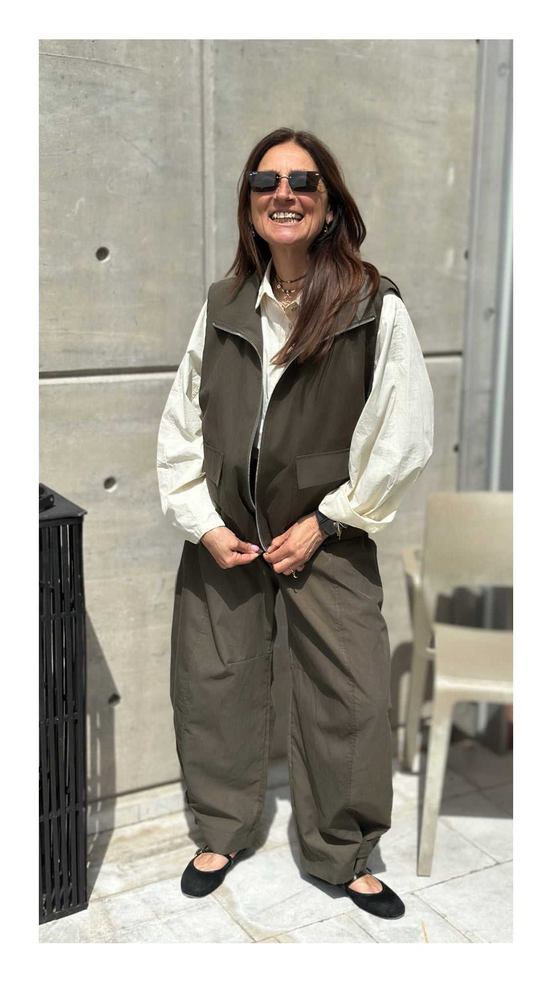 Pantaloni in Cotone Wide Leg | Verde Militare