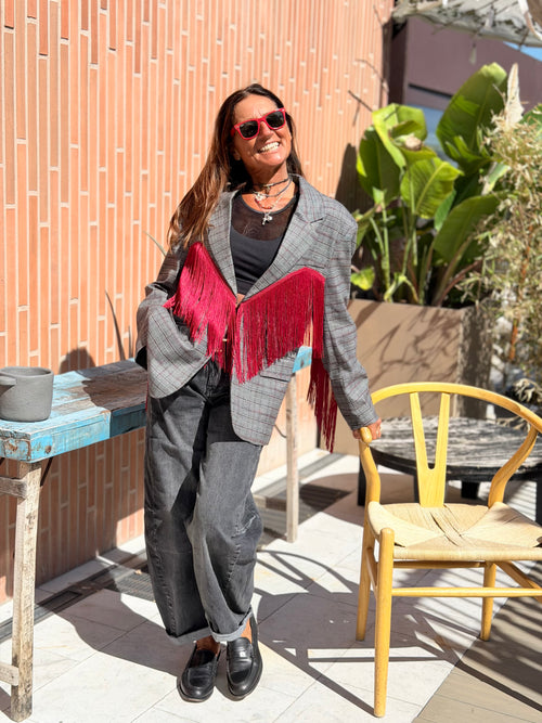 Blazer Principe di Galles con Frange Red