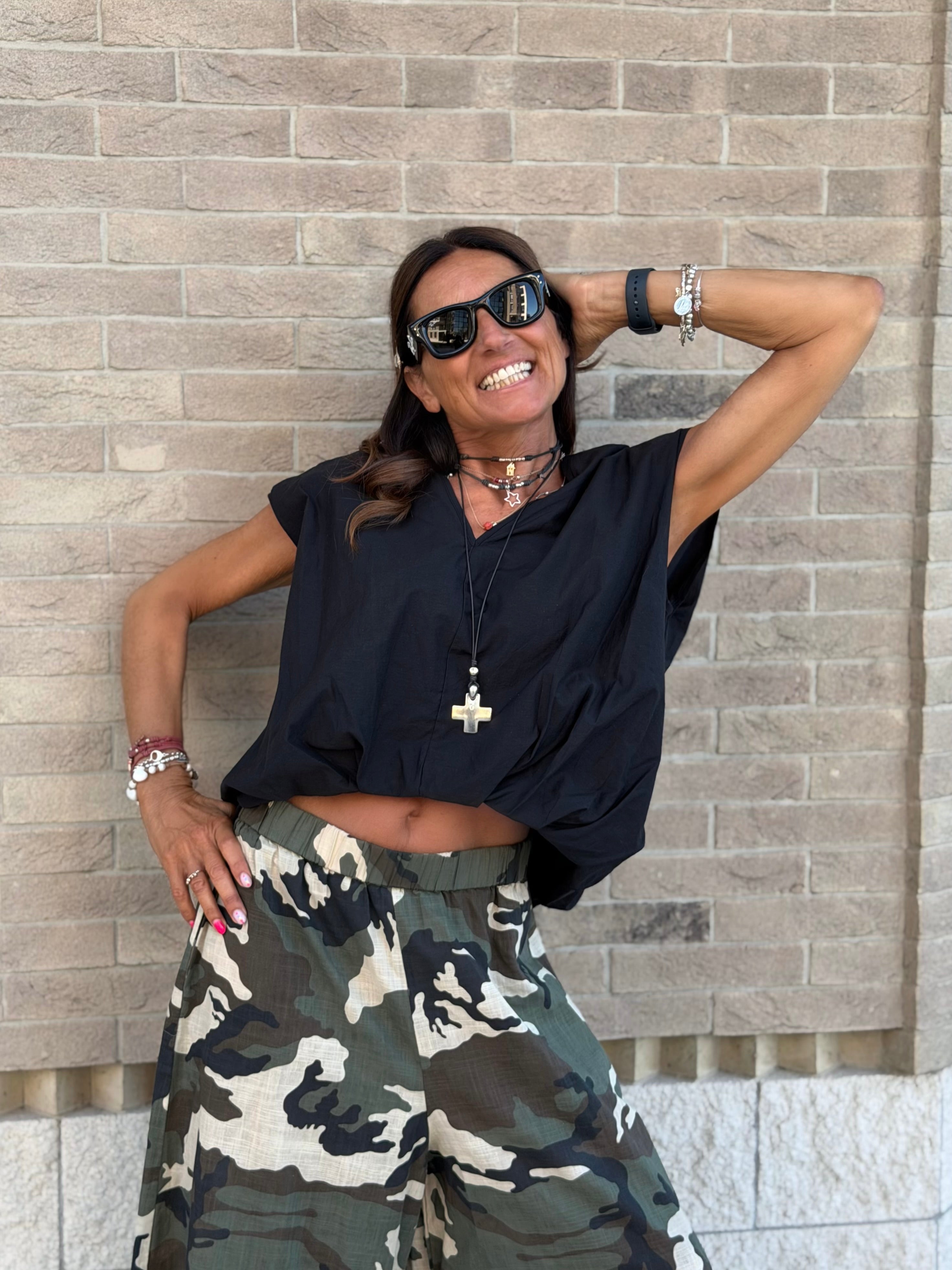 Blusa Mussola di Cotone Bonita - Nero
