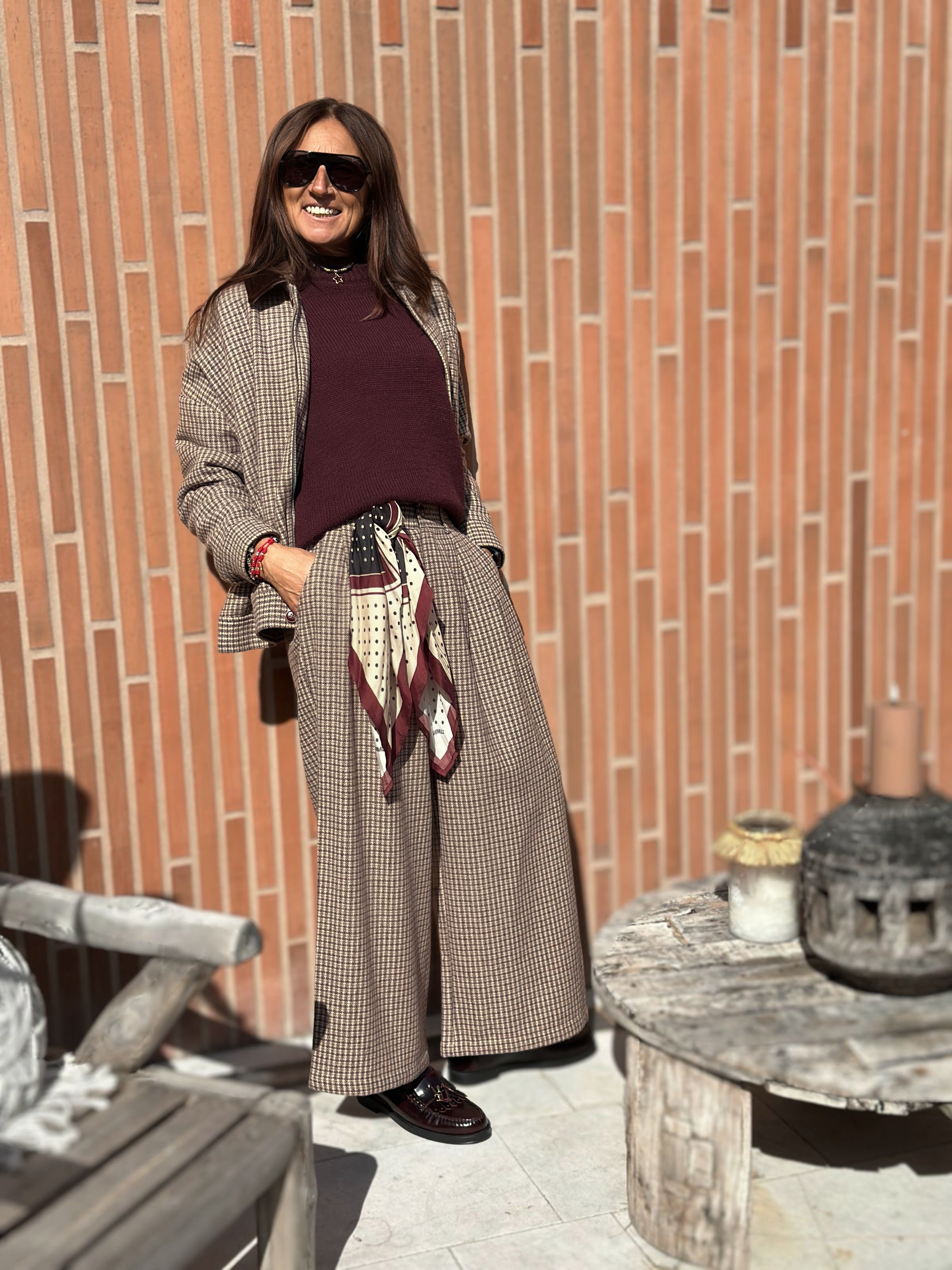 Pantalone modello Sartoriale Pied de Poule con Pences