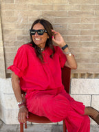 Blusa in Cotone Sangallo Milos - Corallo