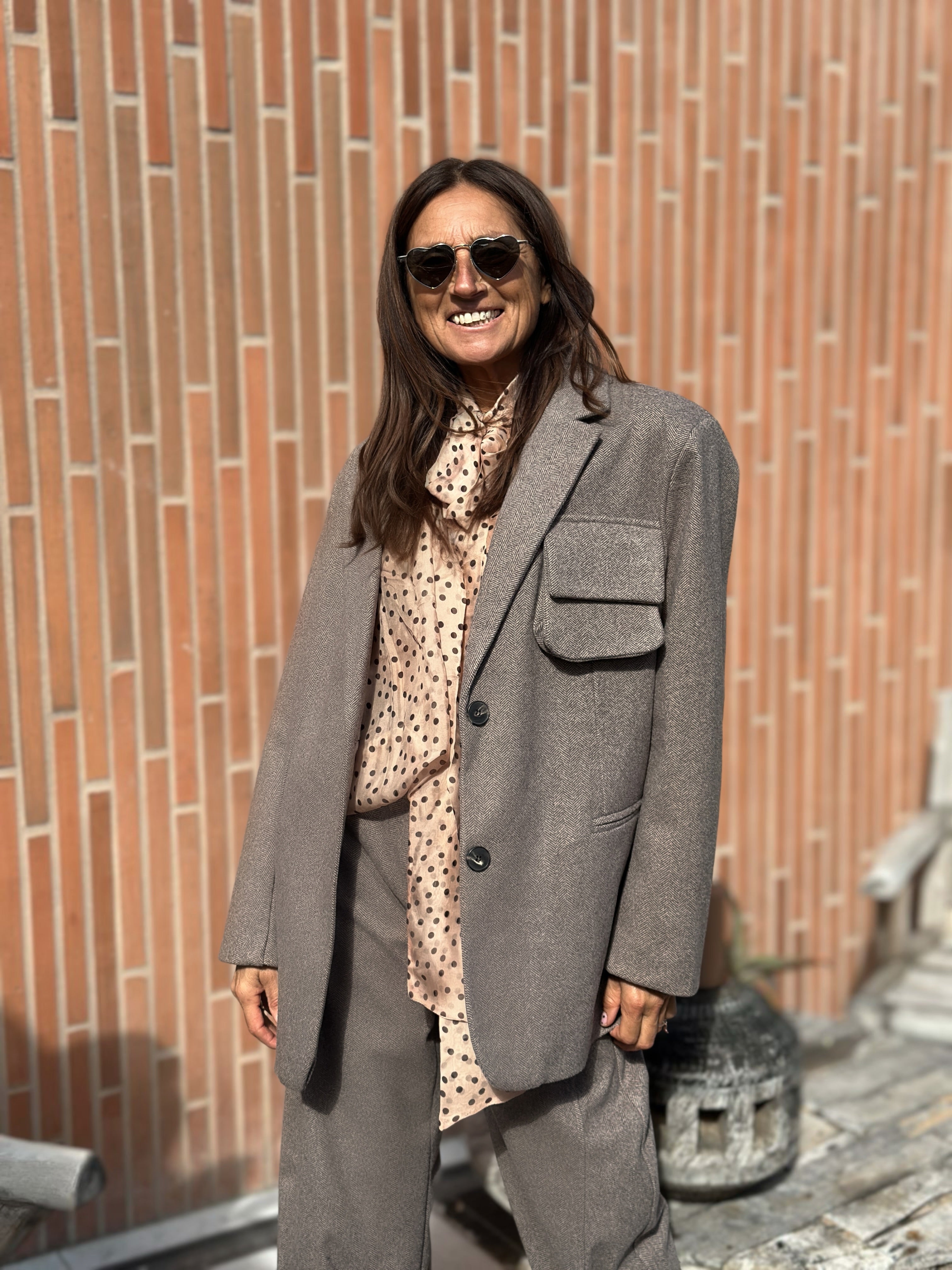 Giacca Peso Cappotto con Tascone Tessuto Caldo Spinato