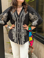Camicia con Ricamo - Nero