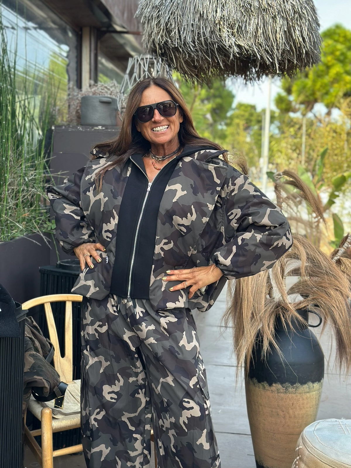 Bomber Camouflage con Cappuccio in felpa
