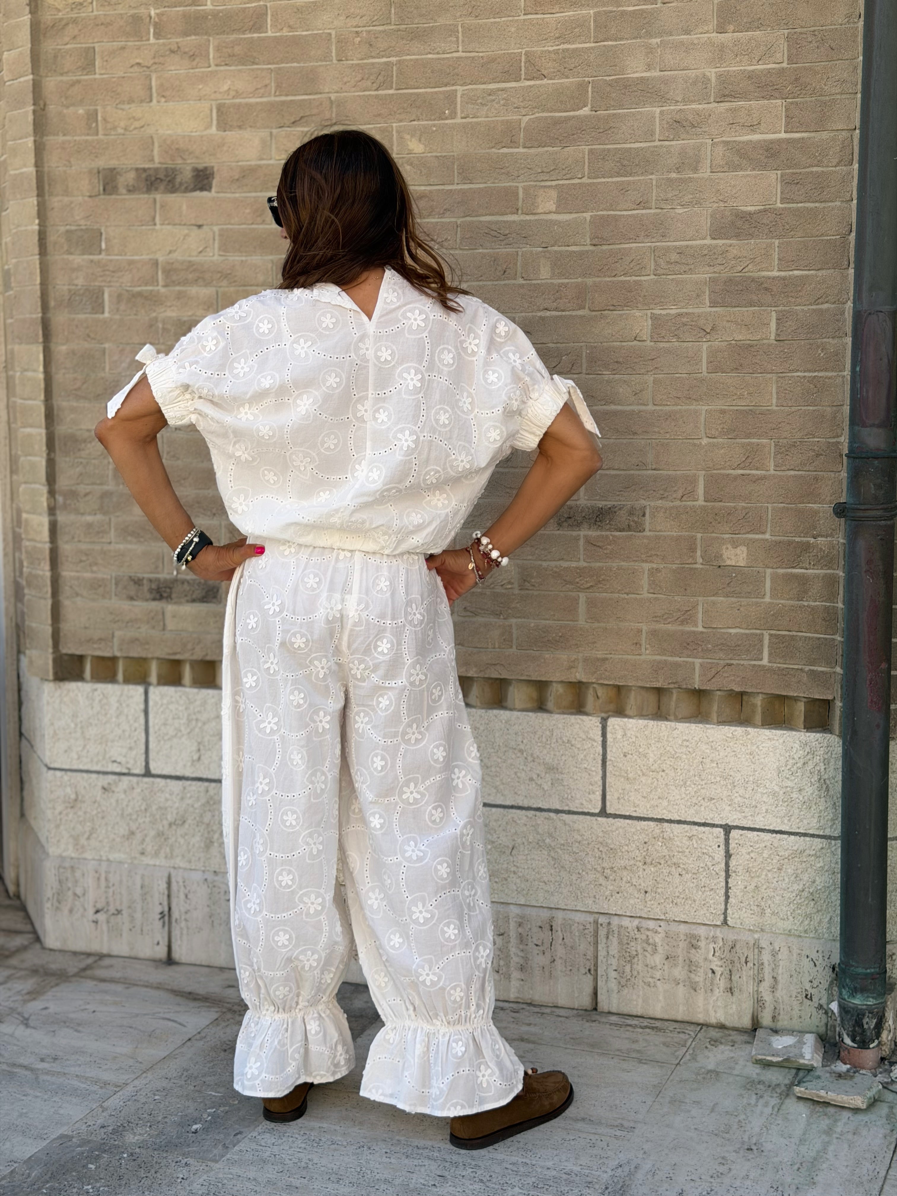 Pantalone in Cotone Sangallo Milos - Bianco