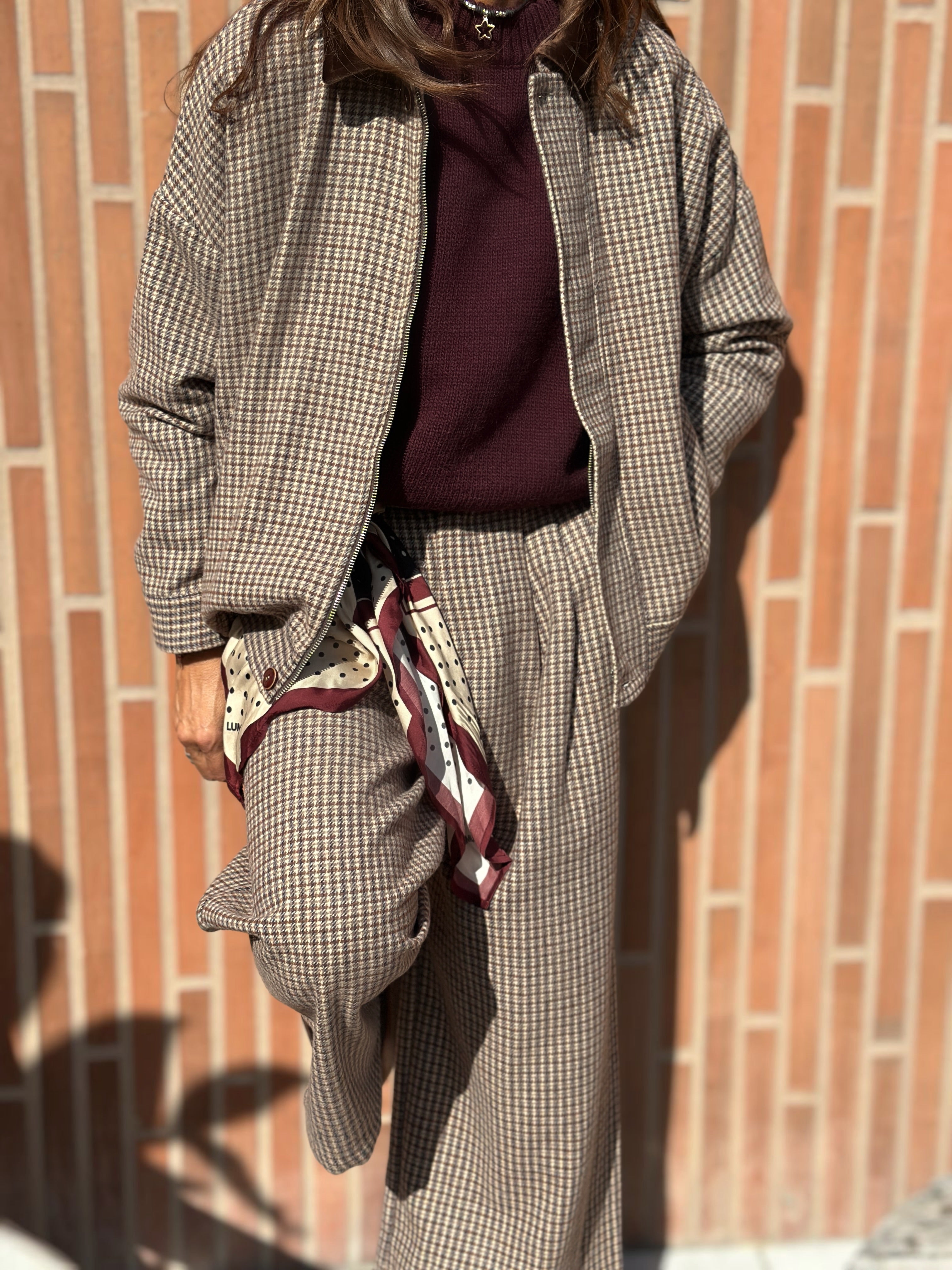 Pantalone modello Sartoriale Pied de Poule con Pences