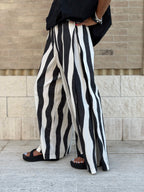 Pantalone Righe Ondulate Cotone Panarea