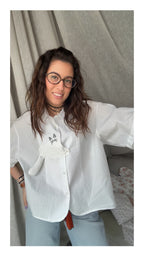 Camicia effetto Stropicciato con Gatto in 3d | Bianco