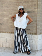 Pantalone Righe Ondulate Cotone Panarea