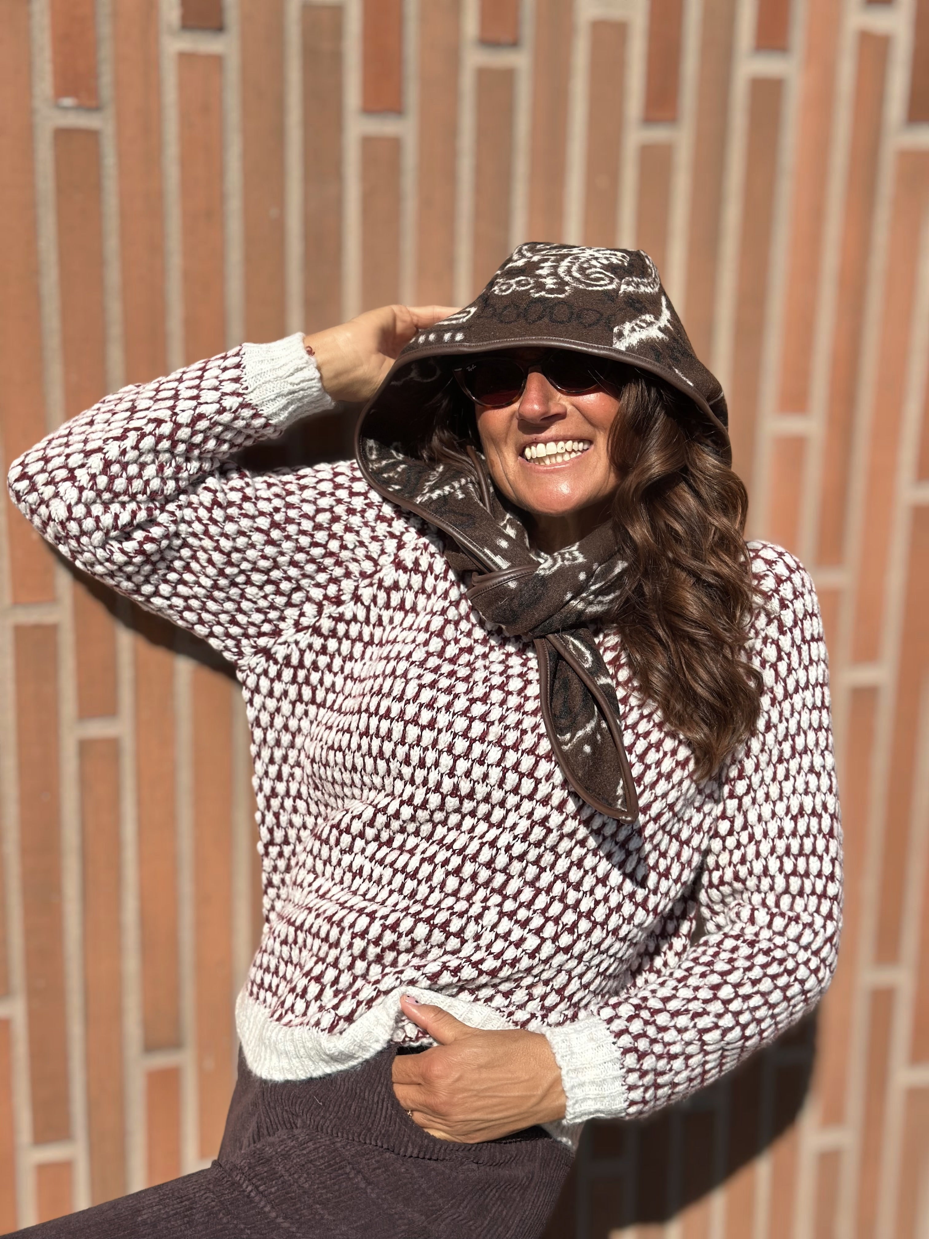 Cappuccio Misto Lana Paisley Cioccolato