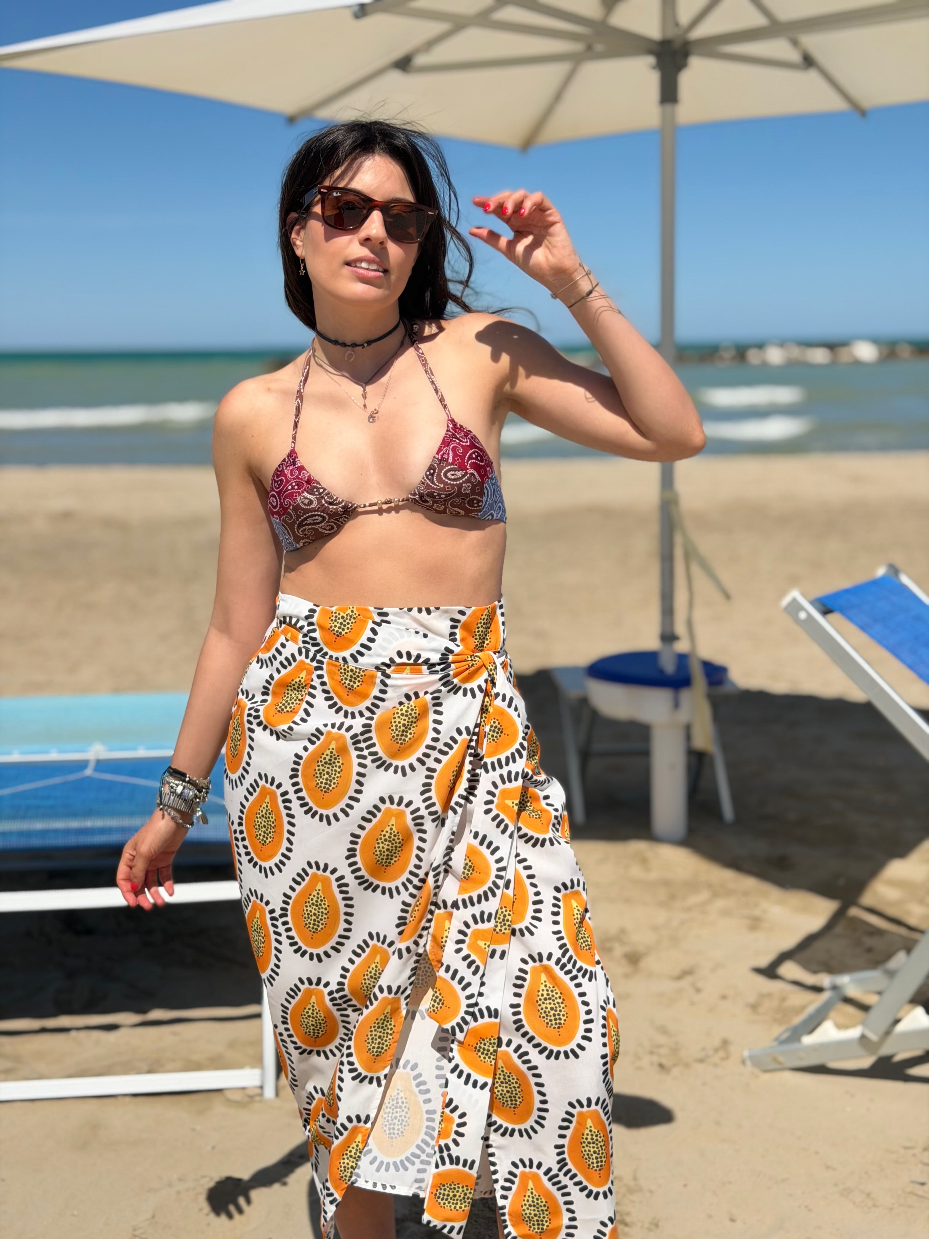Gonna Pareo Midi Bahamas - Bianco