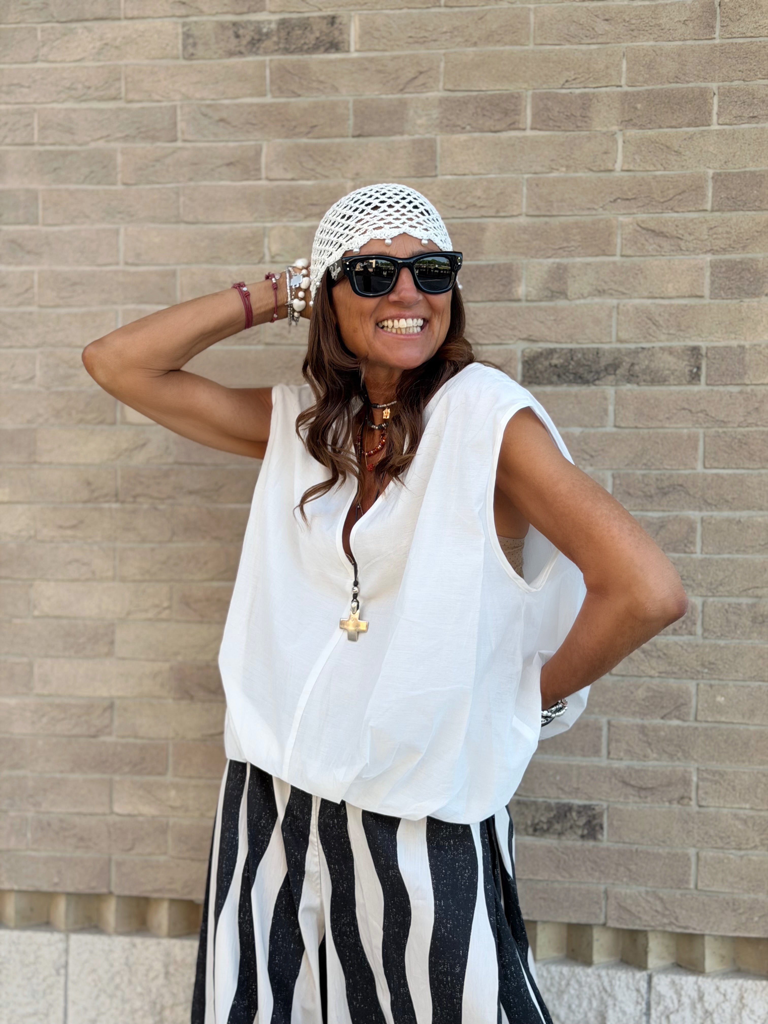 Blusa Mussola di Cotone Bonita - Avorio