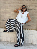 Pantalone Righe Ondulate Cotone Panarea