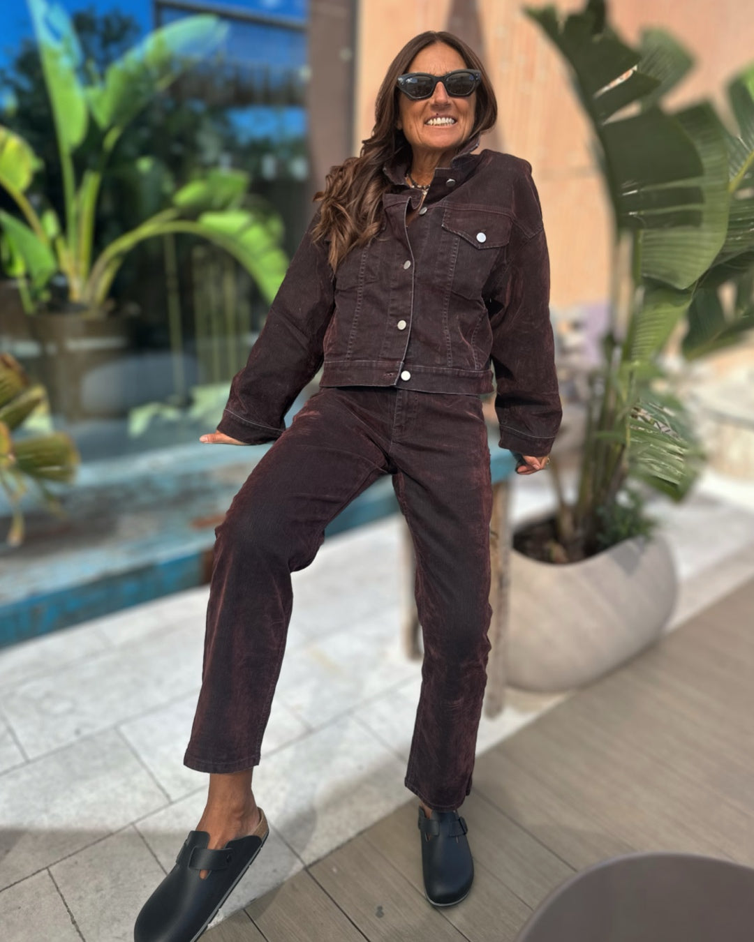 Giacca Denim in Velluto Spalmato Bordeaux