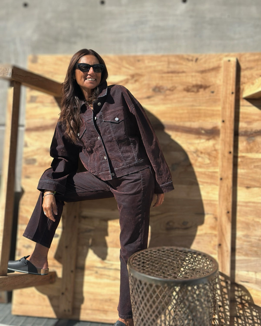 Giacca Denim in Velluto Spalmato Bordeaux