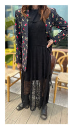 Abito con spalline imbottite in Pizzo | Nero