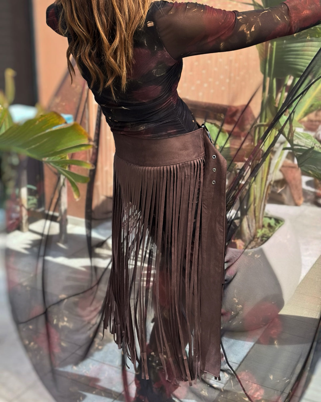 Cintura Scamosciata con Maxi Frange Moro