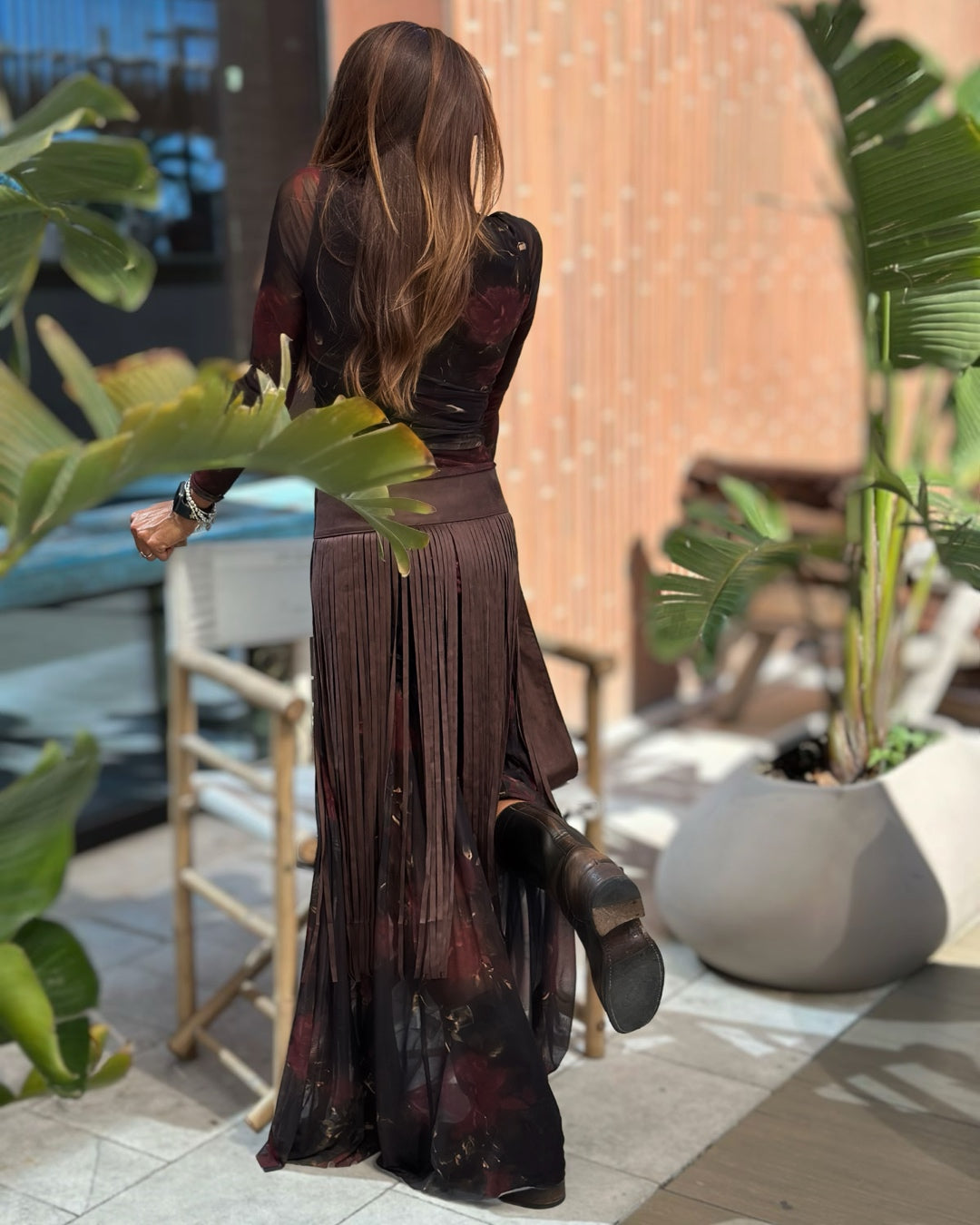 Cintura Scamosciata con Maxi Frange Moro