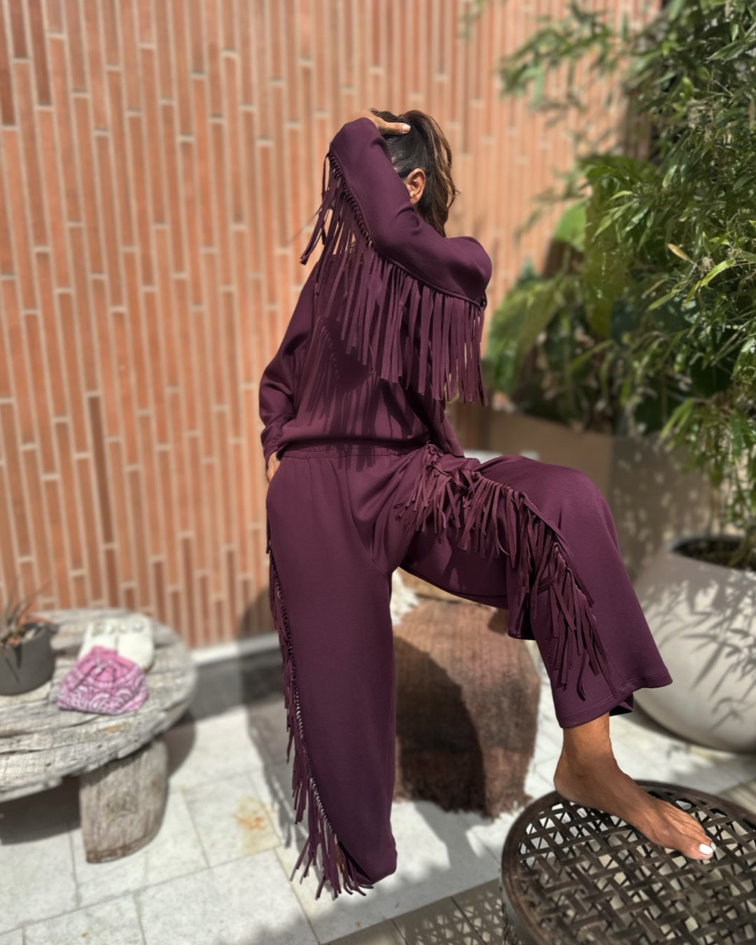 Felpa con Frange Burgundy