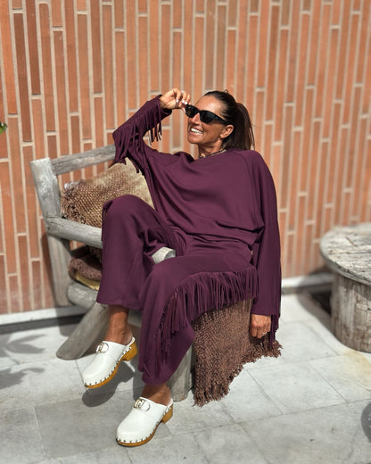 Pantalone Tuta con Frange Burgundy