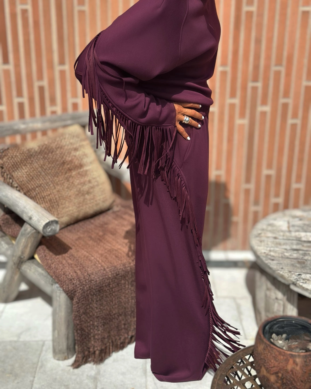 Pantalone Tuta con Frange Burgundy