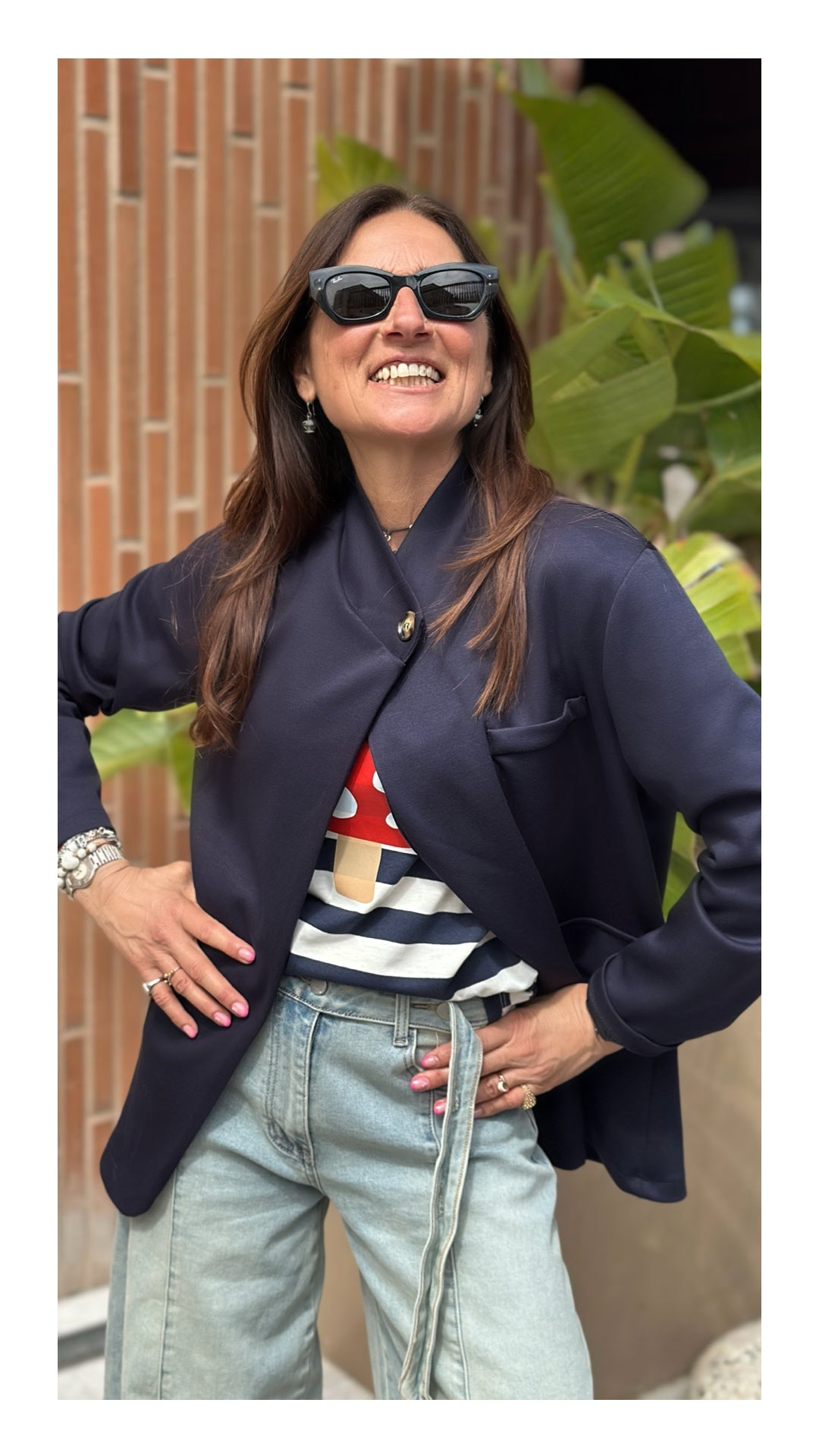 Blazer Allacciatura Obliqua in Felpa | Blu