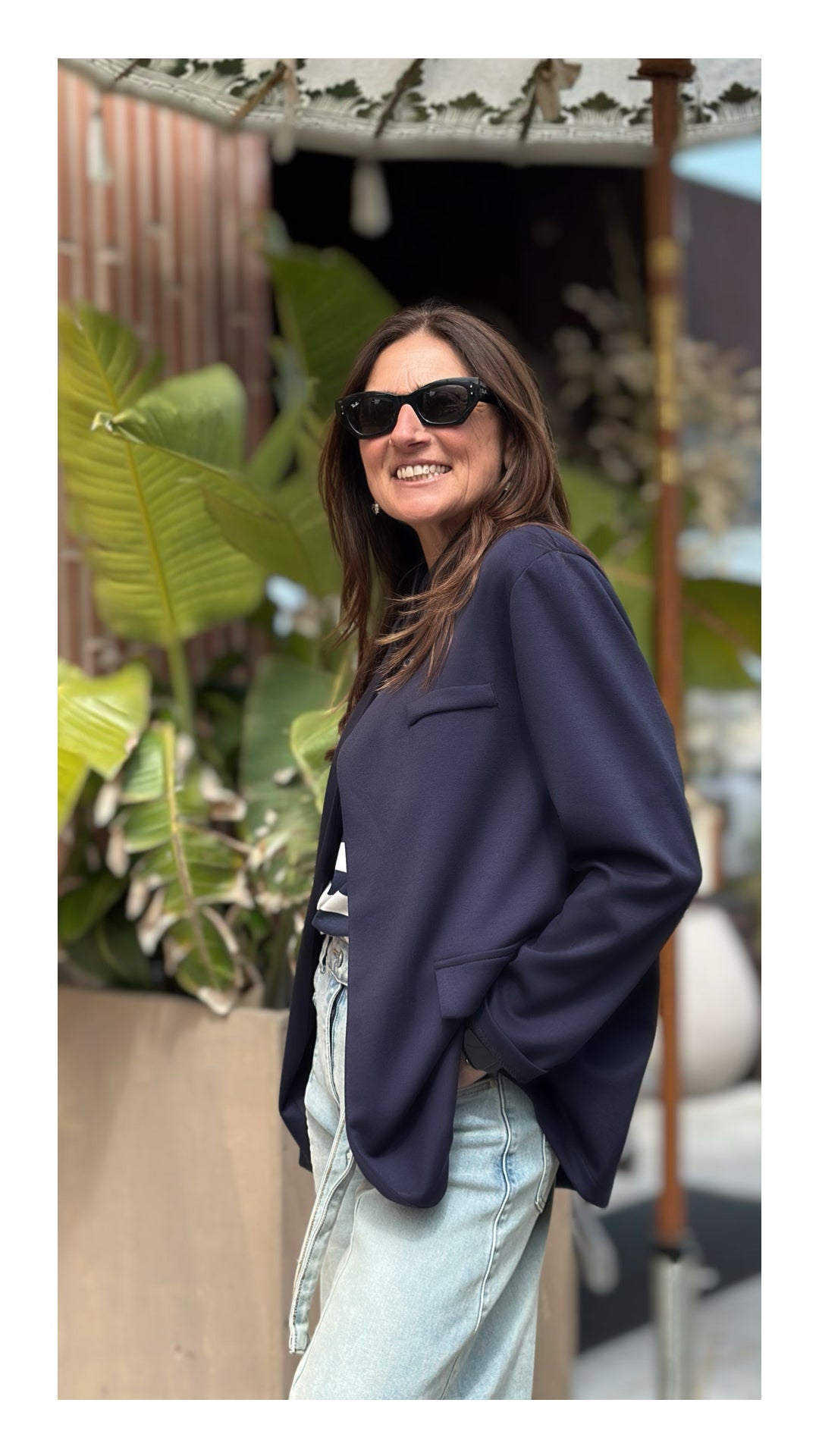 Blazer Allacciatura Obliqua in Felpa | Blu