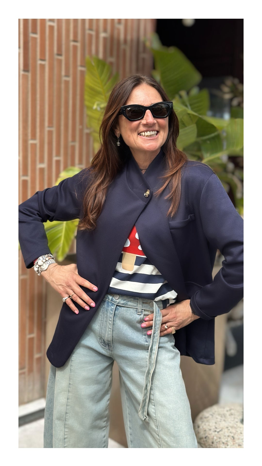 Blazer Allacciatura Obliqua in Felpa | Blu