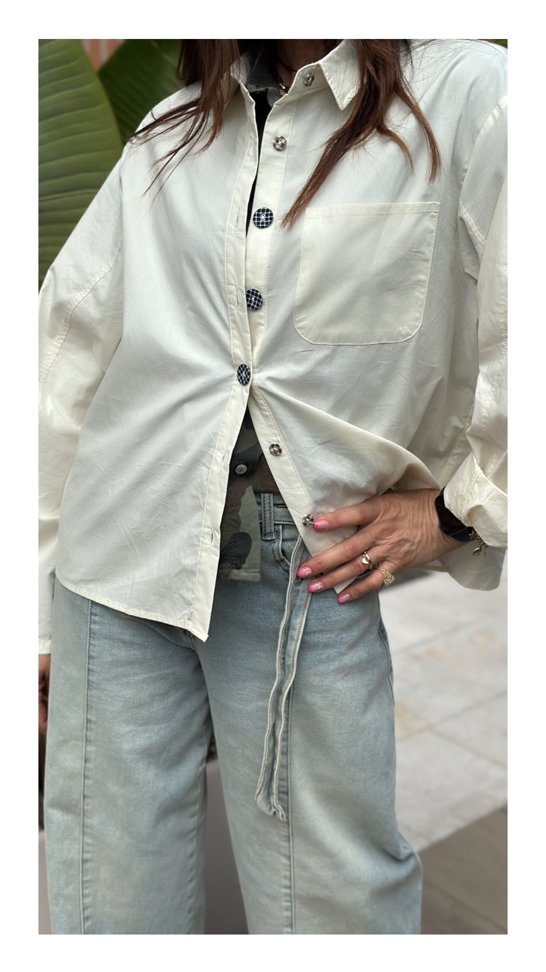 Camicia Scatoletta con Bottoni rivestiti | Burro