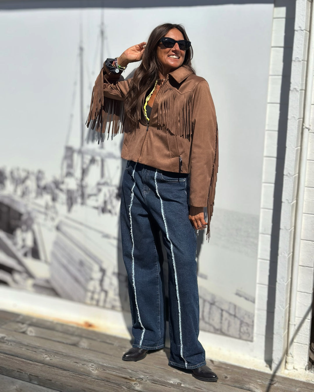 Giacca Scamosciata con Frange