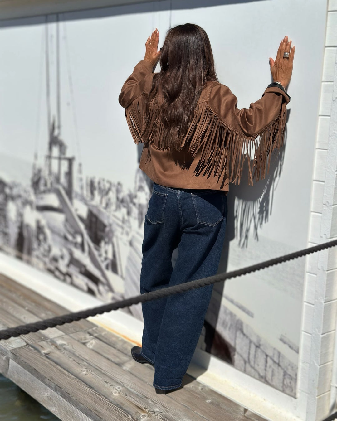 Giacca Scamosciata con Frange